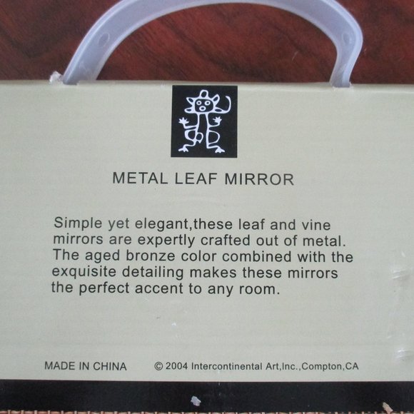 Metal Leaf Mirror 12 x 12 Square new in package Bronze finish frame - Picture 2 of 4